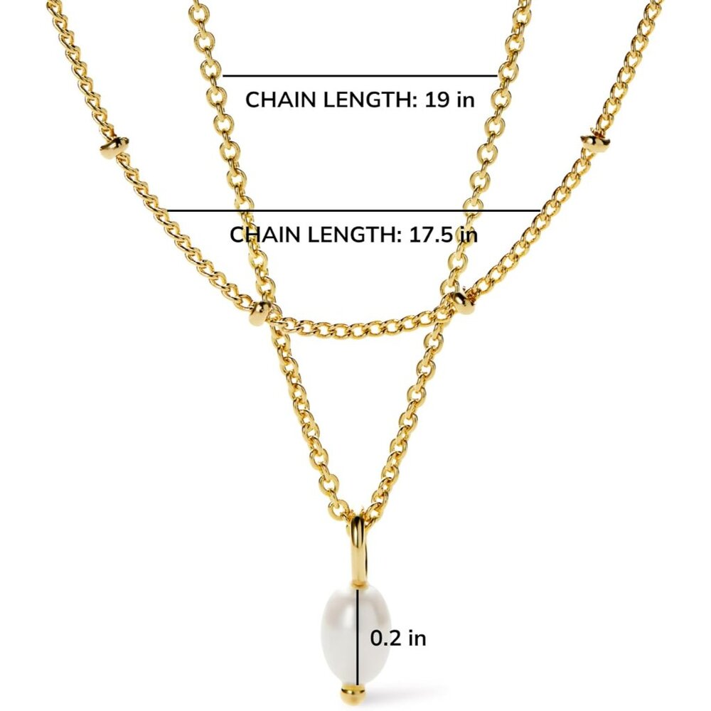 Women’s 14K Gold Plated Layered Necklace Set with Freshwater Pearls - Hypoallerg - Picture 5 of 7